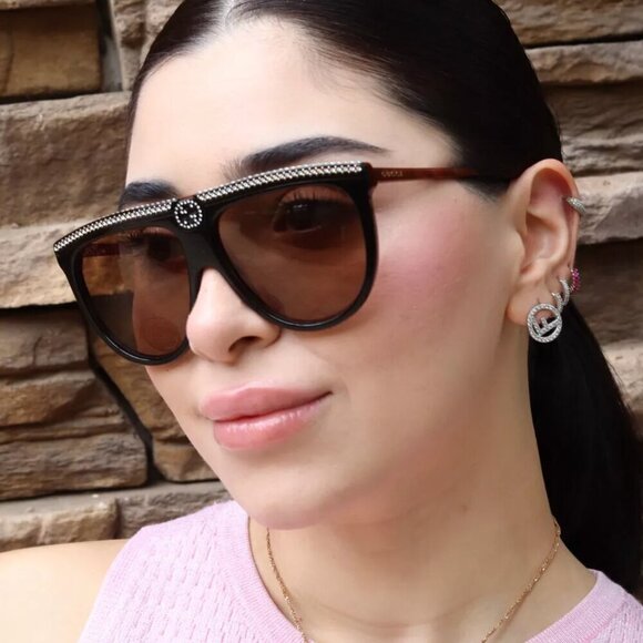 NWT Gucci GG0732S-005 Black Brown 61mm Sunglasses main image 12